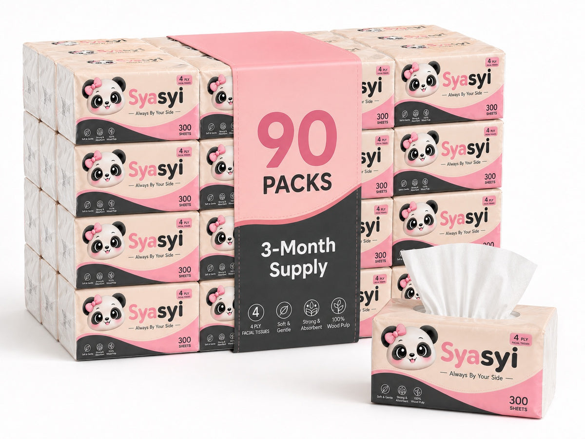 Syasyi 4-Ply Facial Tissue, 90 packs for the 3-month supply