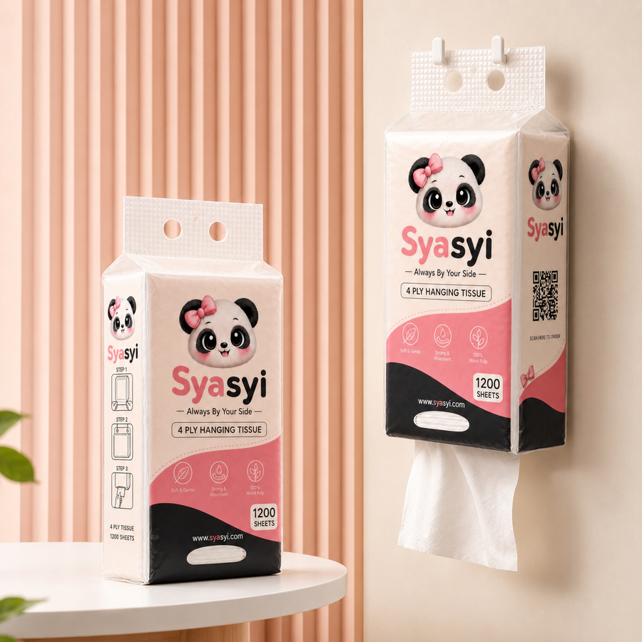 Syasyi 4-Ply Hanging Tissue, wall-mounted lifestyle shot